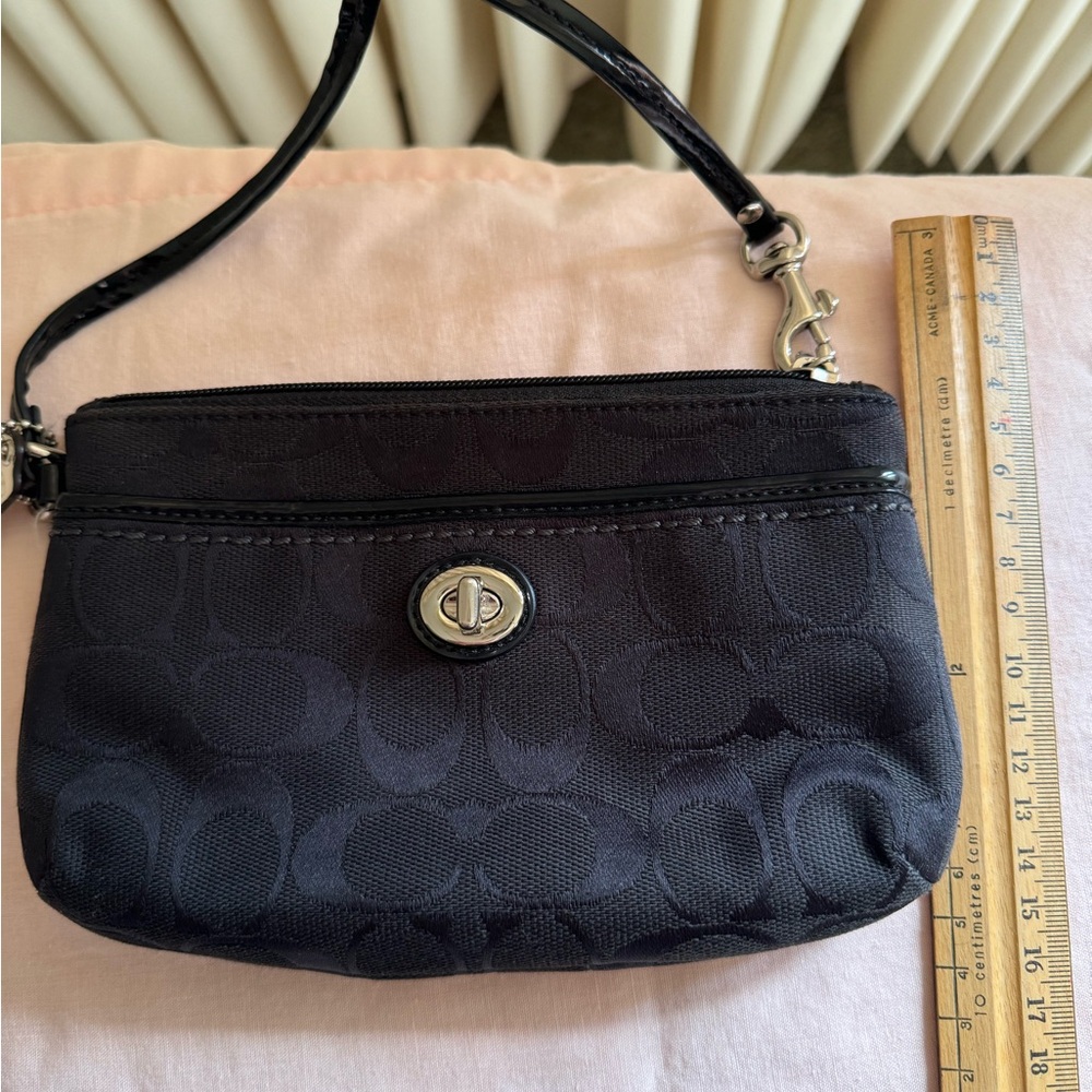 Coach Black Monogram Wristlet
